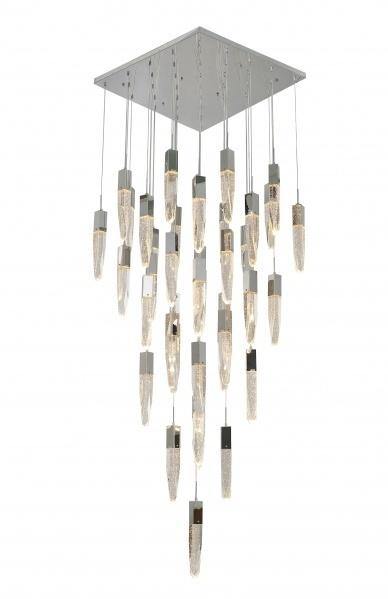 Steel with Clear Bubble Hanging Crystal Chandelier - LV LIGHTING