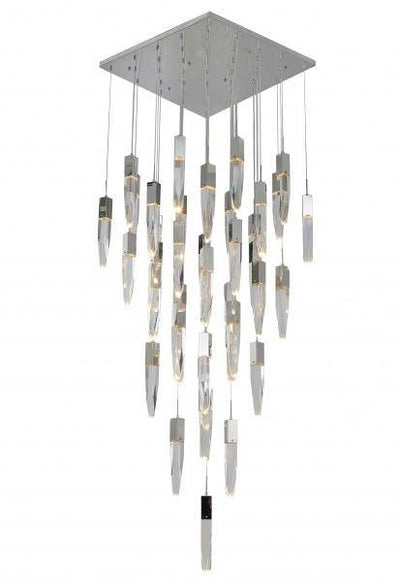 Chrome with Clear Crystal hanging Chandelier - LV LIGHTING
