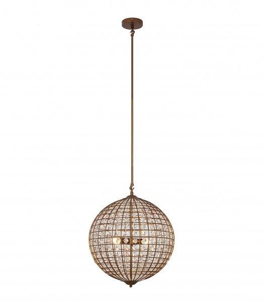 Bronze Sphere Orb with Clear Crystal Pendant - LV LIGHTING