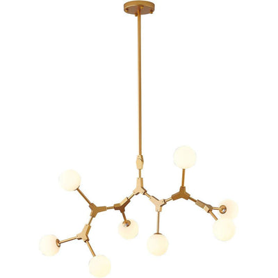 Gold with White Glass Shade Chandelier - LV LIGHTING