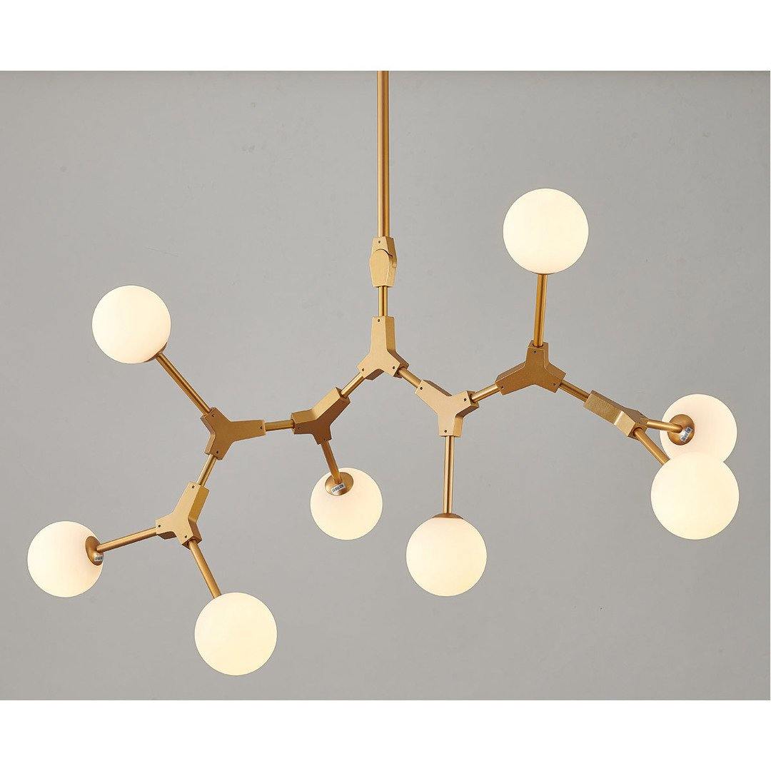 Gold with White Glass Shade Chandelier - LV LIGHTING
