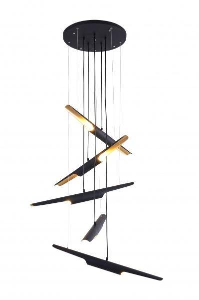 Matte Black with Gold Tube Pendant - LV LIGHTING