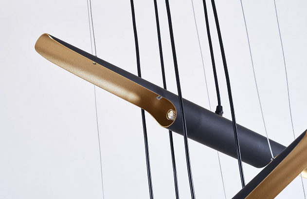 Matte Black with Gold Tube Pendant - LV LIGHTING