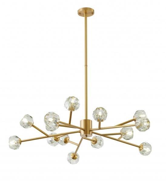 Brass with Clear Crystal Shade Chandelier - LV LIGHTING