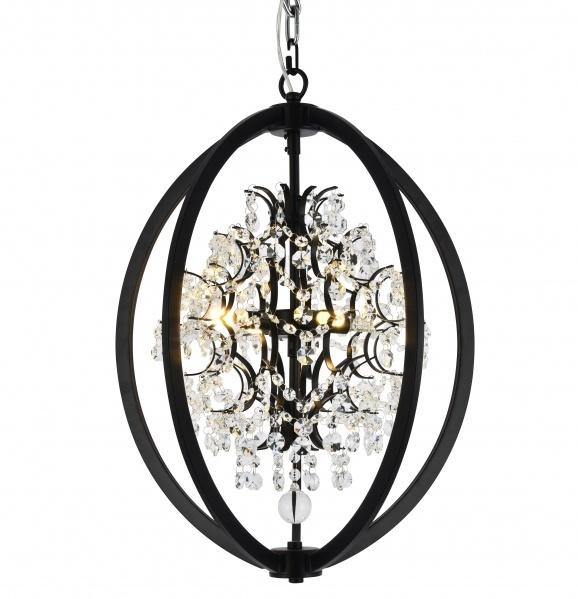 Black Sphere Cage with Crystal Chandelier - LV LIGHTING