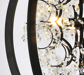 Black Sphere Cage with Crystal Chandelier - LV LIGHTING