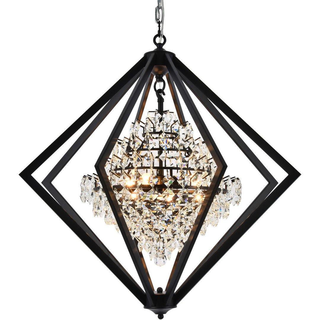 Black Diamond Cage with Clear Crystal Chandelier - LV LIGHTING