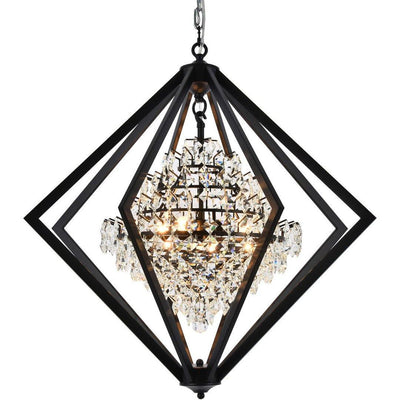 Black Diamond Cage with Clear Crystal Chandelier - LV LIGHTING