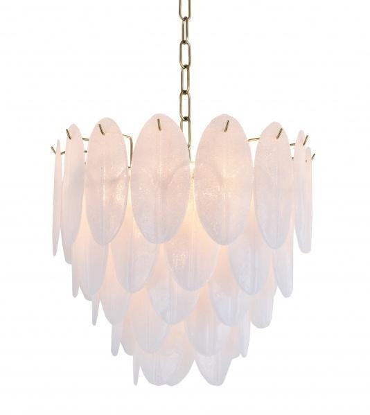 Copper Metal Frame with Frosted Petal Glass Chandelier - LV LIGHTING