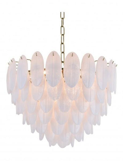 Copper Metal Frame with Frosted Petal Glass Chandelier - LV LIGHTING
