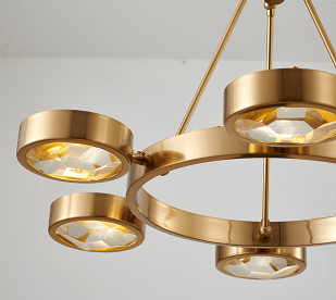 Brass with Clear Distored Crystal Shade Chandelier - LV LIGHTING