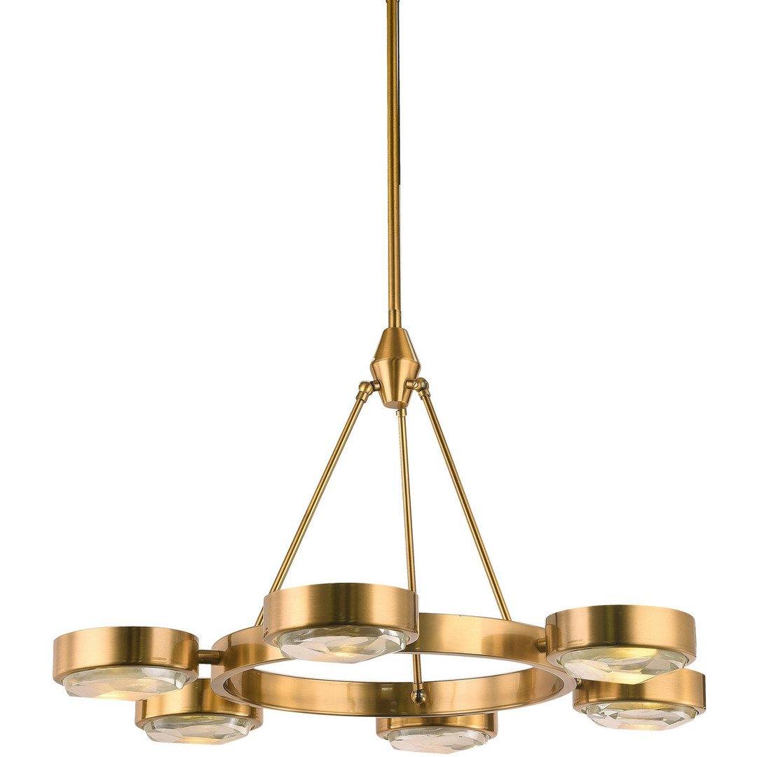 Brass with Clear Distored Crystal Shade Chandelier - LV LIGHTING