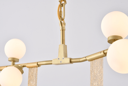 Gold Branch with Aluminum Chain and White Glass Shade Linear Pendant - LV LIGHTING