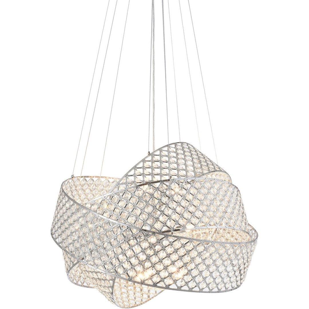 Chrome Tripple Ring Clear Crystal Chandelier - LV LIGHTING