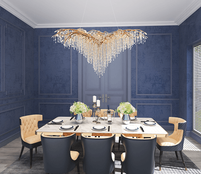 Steel Branch with Crystal Chandelier - LV LIGHTING
