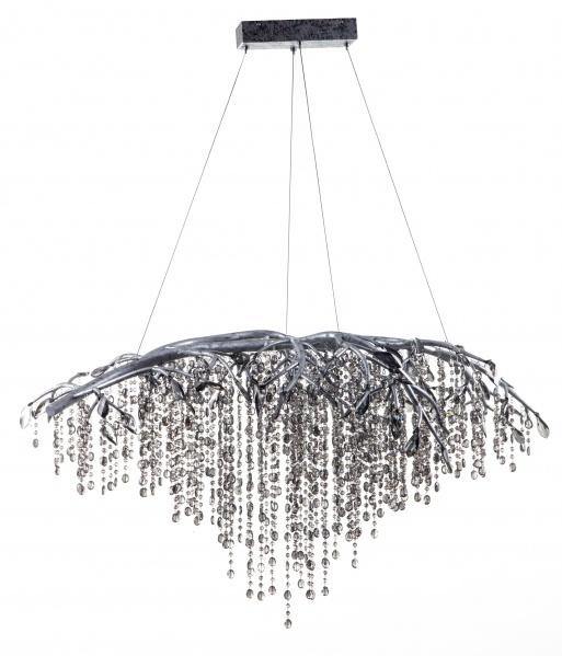 Steel Branch with Crystal Strands Chandelier - LV LIGHTING