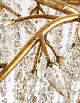 Steel Branch with Crystal Strands Chandelier - LV LIGHTING
