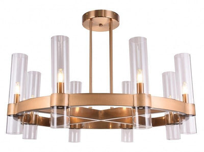 Antique Bronze with Clear Cylindrical Glass Shade Chandelier - LV LIGHTING
