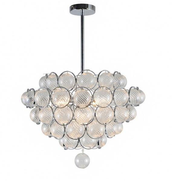 Chrome with Clear Patterned Glass Globe Chandelier - LV LIGHTING