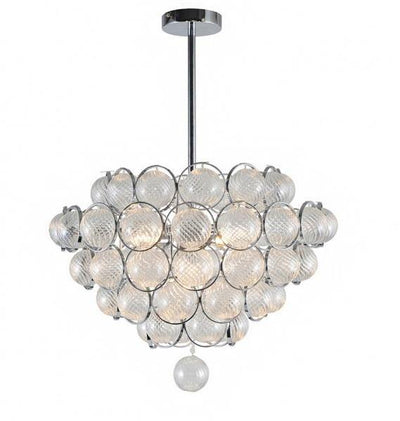 Chrome with Clear Patterned Glass Globe Chandelier - LV LIGHTING