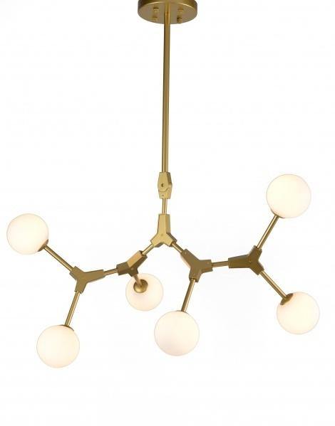 Gold Frame with White Globe Glass Shade Chandelier - LV LIGHTING