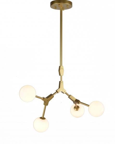 Gold Frame with White Globe Glass Shade Chandelier - LV LIGHTING