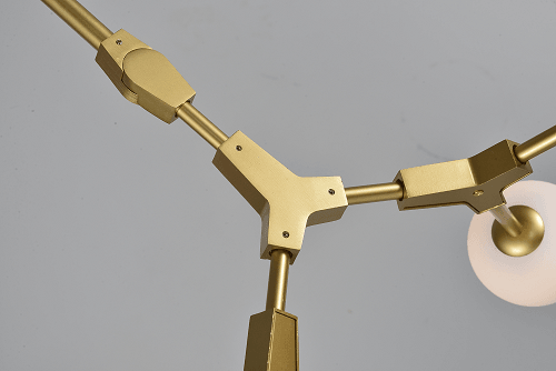 Gold Frame with White Globe Glass Shade Chandelier - LV LIGHTING