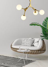 Gold Frame with White Globe Glass Shade Chandelier - LV LIGHTING