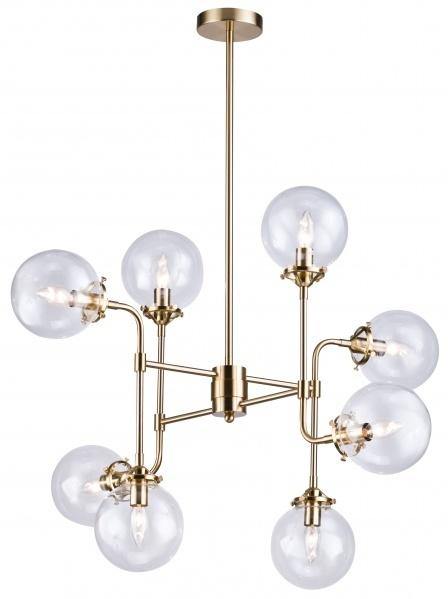 Brass with Clear Glass Globe Chandelier - LV LIGHTING