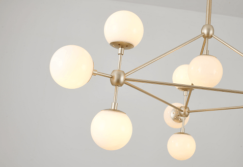 Steel Frame with Glass Globe Shade Chandelier - LV LIGHTING