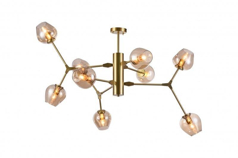 Gold Frame with Dented Glass Shade Chandelier - LV LIGHTING