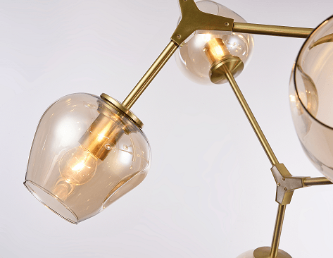 Gold Frame with Dented Glass Shade Chandelier - LV LIGHTING