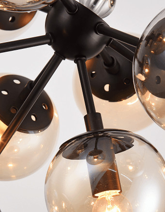 Steel with Glass Globe Chandelier - LV LIGHTING