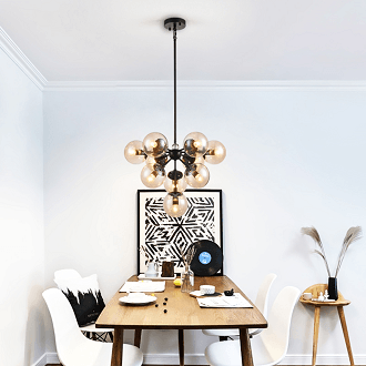 Steel with Glass Globe Chandelier - LV LIGHTING