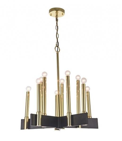 Matte Brass with Black Base Chandelier - LV LIGHTING