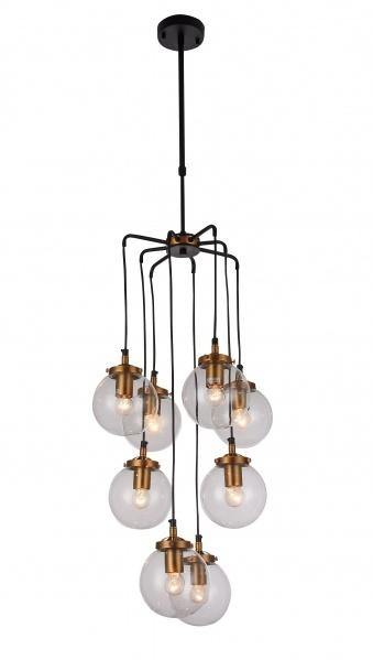 Black Matte Brass with Clear Glass Globe Chandelier - LV LIGHTING