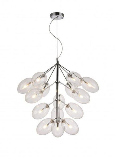 Chrome with Clear Oval Glass Shade Chandelier - LV LIGHTING