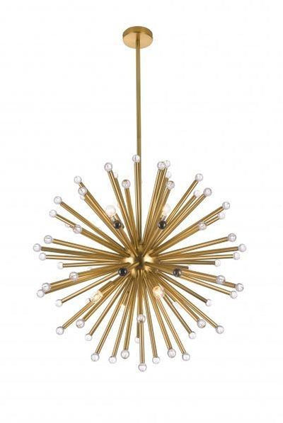 Steel Spike Ball Chandelier with Clear Glass Globe Accents - LV LIGHTING