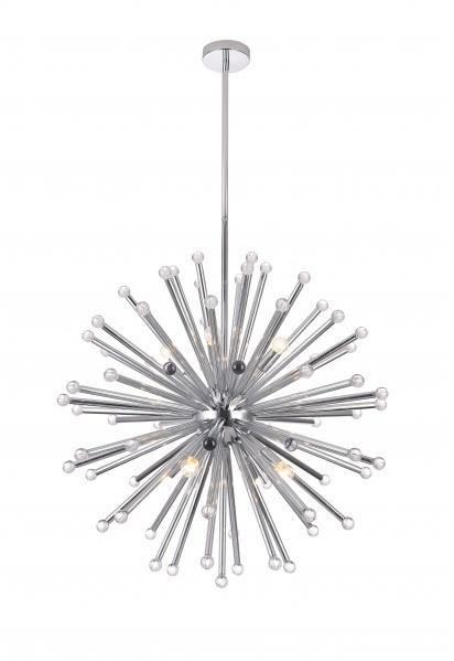 Steel Spike Ball Chandelier with Clear Glass Globe Accents - LV LIGHTING