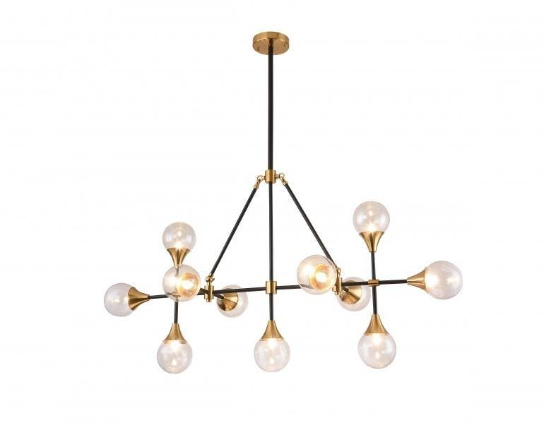 Black Gold Trim with Clear Glass Shade Chandelier