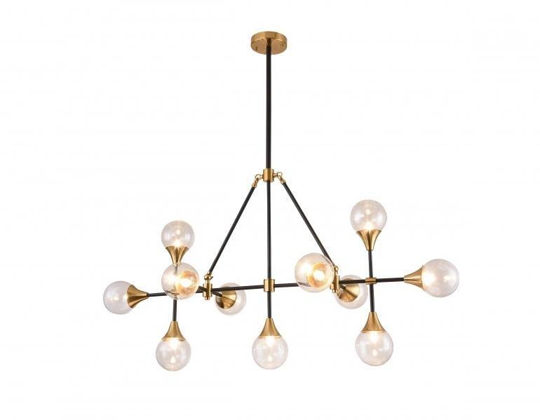 Black Gold Trim with Clear Glass Shade Chandelier - LV LIGHTING