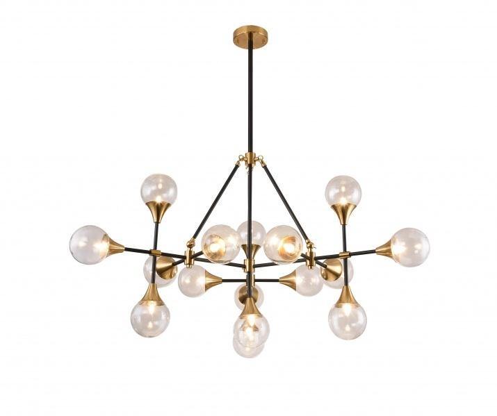 Black Gold Trim with Clear Glass Shade Chandelier - LV LIGHTING