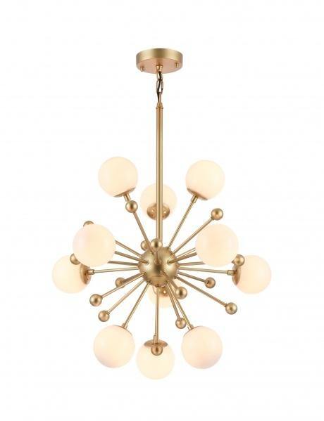 Gold Metal Frame with White Glass Globe Shade Chandelier - LV LIGHTING