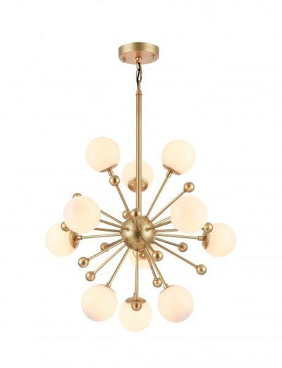 Gold Metal Frame with White Glass Globe Shade Chandelier - LV LIGHTING
