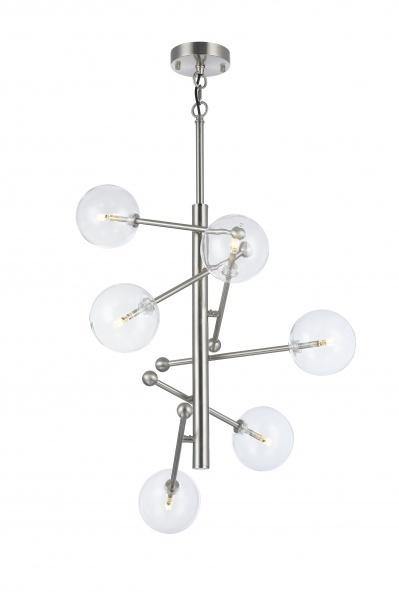 Metal Frame Adjustable Arm with Clear Glass Shade Chandelier - LV LIGHTING