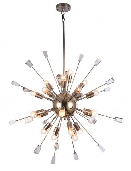 Polished Nickel with Crystal Accent Chandelier - LV LIGHTING