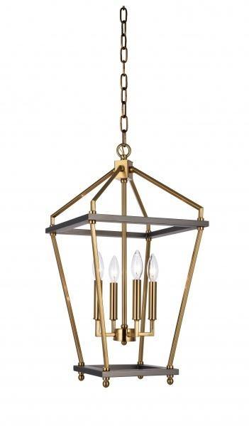 Antique Brass with Grey Metal Frame Latern Pendant - LV LIGHTING