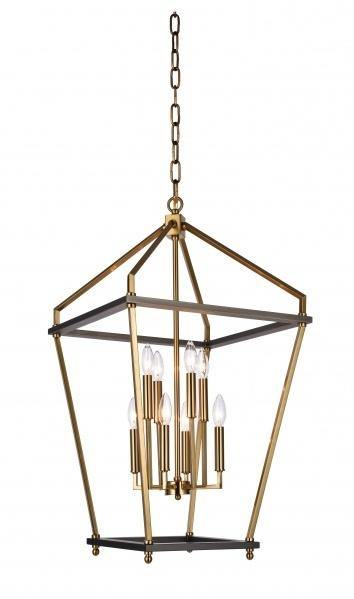 Antique Brass with Grey Metal Frame Latern Pendant - LV LIGHTING
