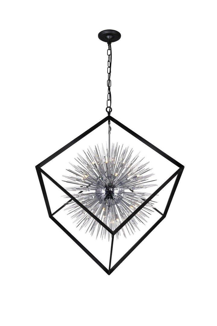 Black Caged with Spike Crystal Chandelier - LV LIGHTING
