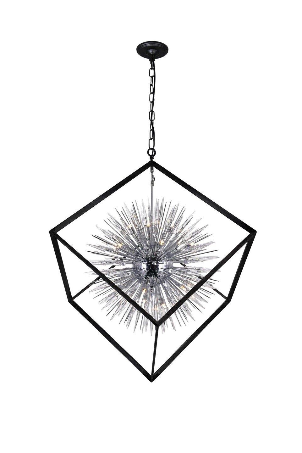 Black Caged with Spike Crystal Chandelier - LV LIGHTING